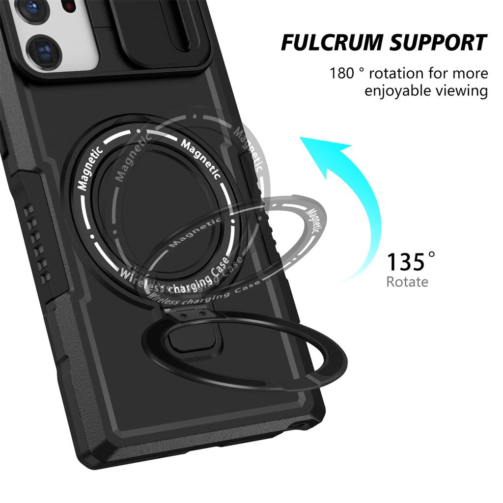 Magnetic Ring Samsung Phone Case For Samsung Galaxy S24 S23 S22 S21 Plus PLUG Ultra Magnetic Ring Camera Lens Stand Push Pull Camera Protect Cover