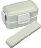 Skater Antibacterial Lunch Dull Made in Soft-Serving Dome-Shaped Lid, Two-Tier Box, 600ml, Green, Japan, PFLW4AG-A