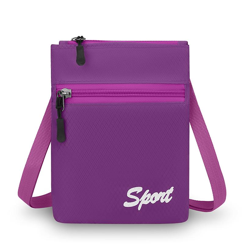 Fashion Multifuctional Square Shoulder Bag Zipper Sports Mobile Phone Pouch Casual Candy Color Coin Pouch Traveling