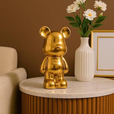 Изысканный коллекционный Bearbrick | Слияние современного искусства и роскоши | Идеально подходит для модных интерьеров – Упаковка из 1 шт., Золотой