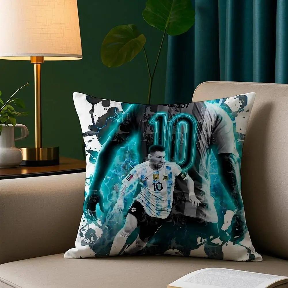 Footballer MMMessiS Pillow Case Short Plush Print Cushion Cover Square Throw Pillow Covers Sofa Home Decor