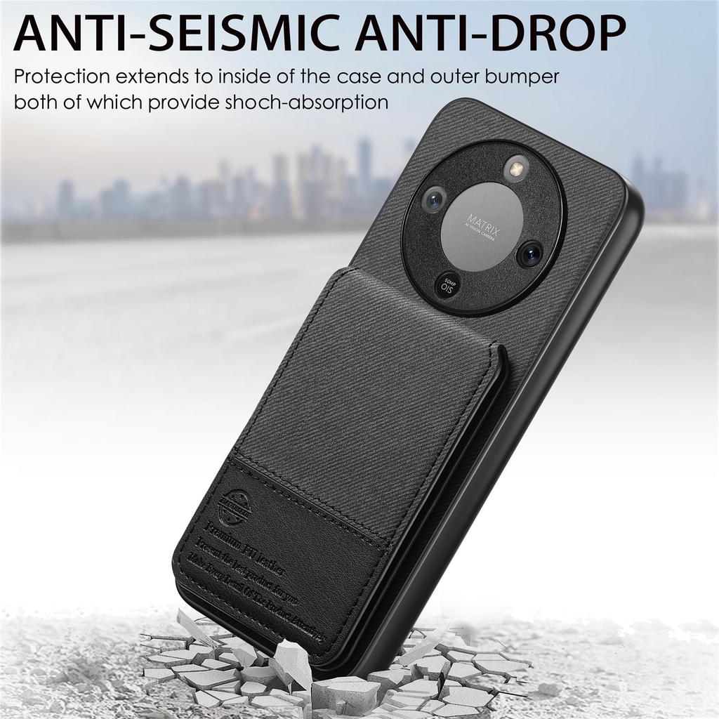 Чехол для телефона Honor Magic8 Lite 5G / X9d 5G / X70 5G Кожа с тканевой текстурой + ПК + ТПУ Чехол с держателем для карт с RFID-блокировкой