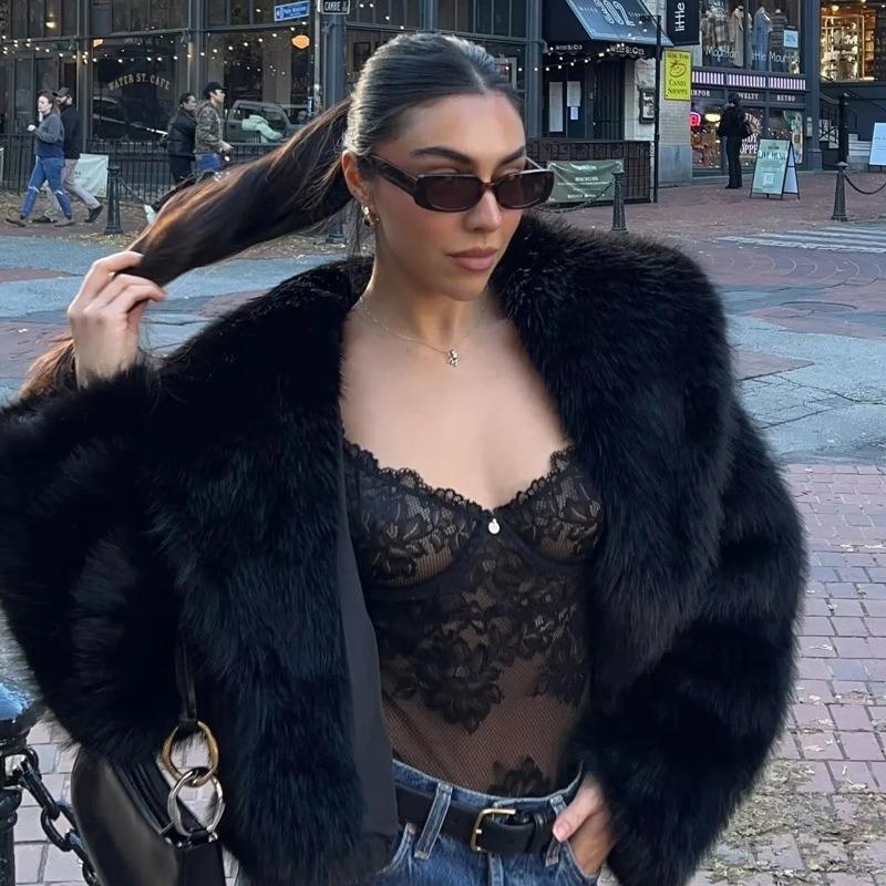 Женская короткая шуба из искусственного меха, уличная мода, шуба из лисьего меха, новинка, осень-зима, плюшевая женская