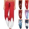 Women's Comfy Pajama Pants Pocket Christmas Print Drawstring Wide Leg Pants