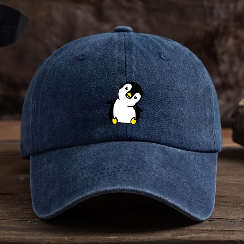 Cute Penguin Printed Baseball Hat Suitable for Outdoor Fishing and Travel Headwear Optimistic Design Comfortable Headwear