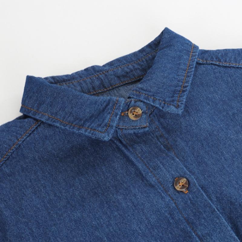 Shop Women Denim Collar Long DreSs St Flare Dark Blue Ss Wdr 7848