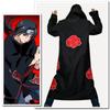 4pcs Anime Naruto Akatsuki Uchiha Itachi Cosplay Costume Cloak Robe Ninja Cloak Set Ring Headband Halloween