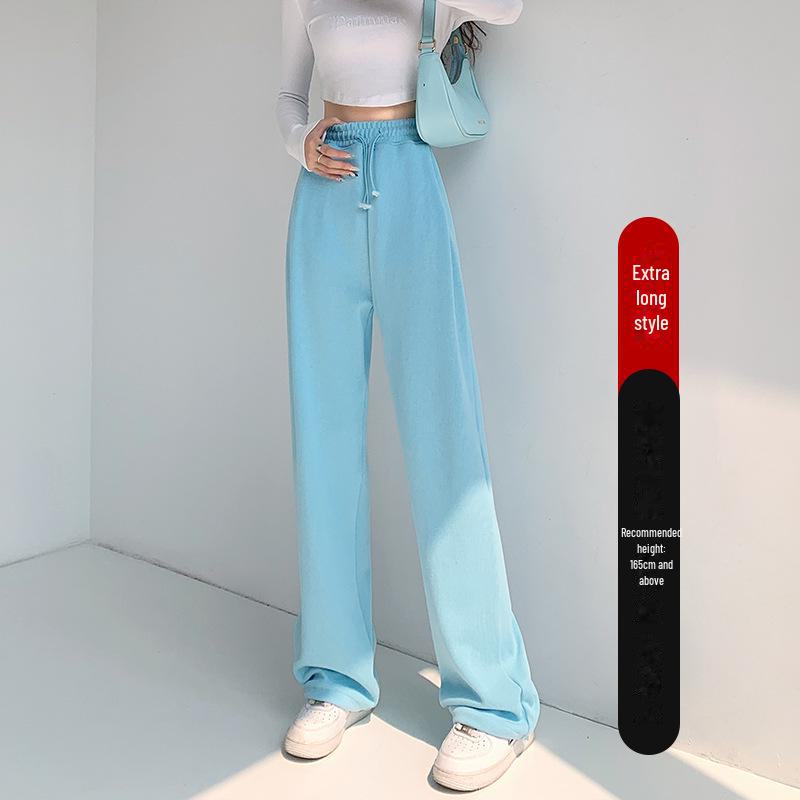 Женские спортивные брюки в американском стиле с высокой талией и широкими штанинами на шнурке, осенняя коллекция 2024 г.
