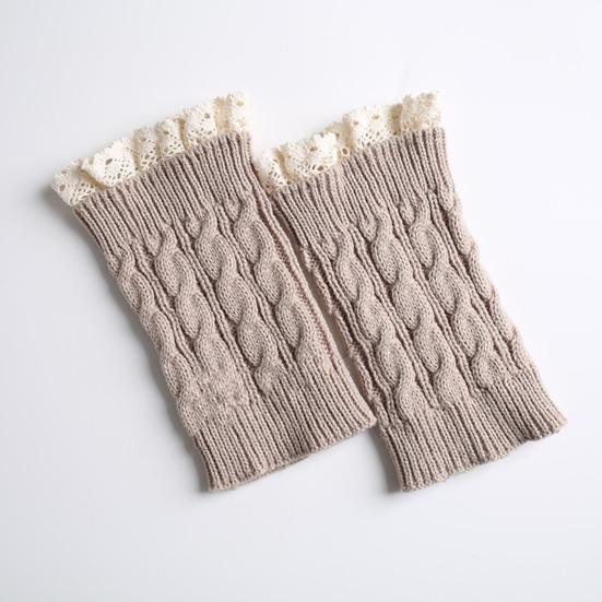 1 пара чехлов на икры для сапог, кружевная отделка, толстые вязаные теплые носки выше колена, высокоэластичные, нескользящие, безногие носки для икр