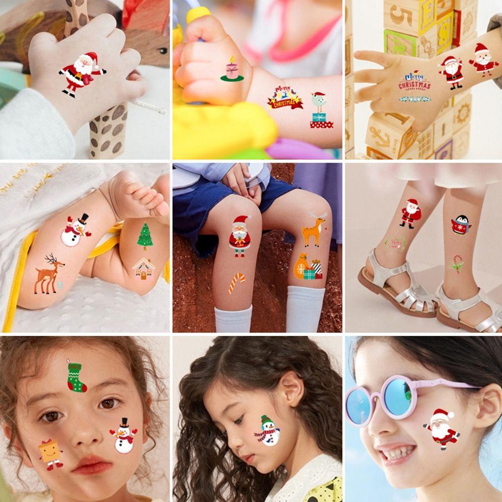 10 шт., водонепроницаемые рождественские временные татуировки, водонепроницаемые рождественские подарки, руки, тело