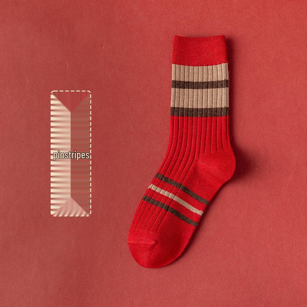 Женские теплые красные кашемировые носки до середины икры - Мягкие, холодостойкие, элегантные зимние вещи