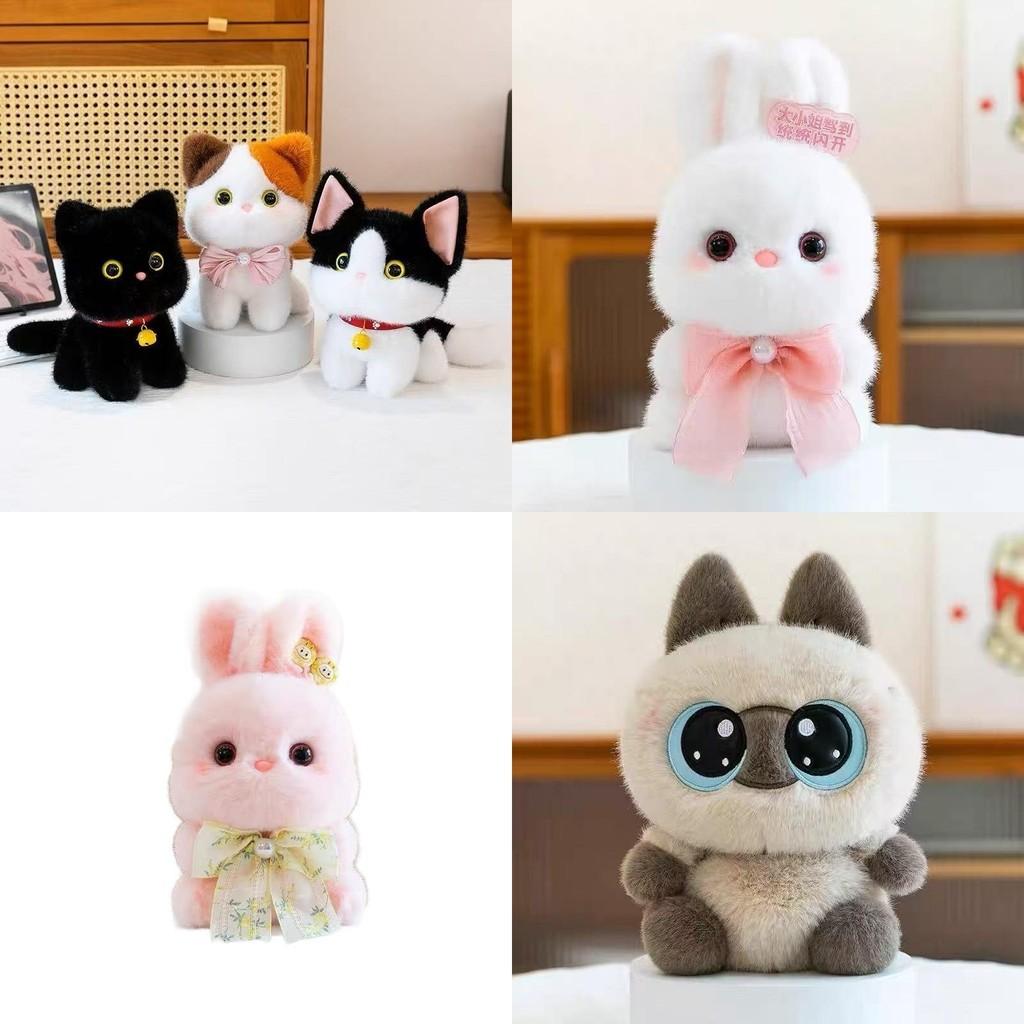 Плюшевая игрушка-кошка, короткий ворс, хлопок, милая кукла-животное для детей и коллекционеров