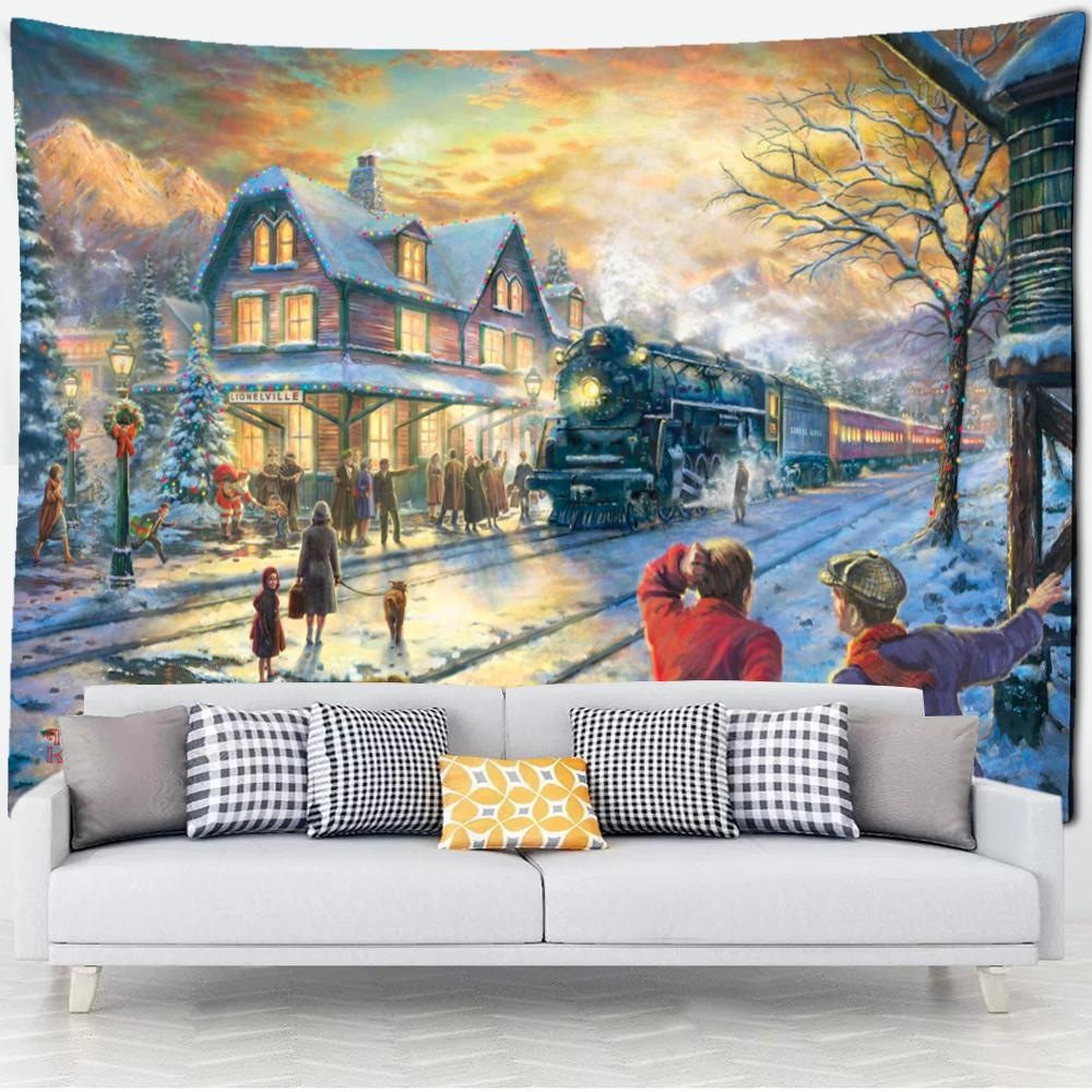 Лесная хижина гобелен настенная картина маслом фон ткань печать психоделическое колдовство богемный декор