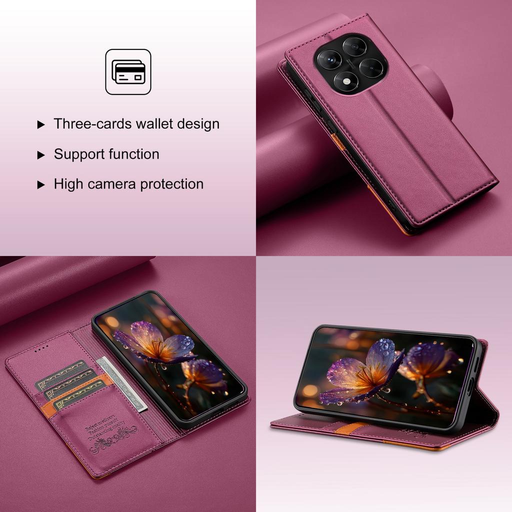 Магнитный откидной кожаный чехол-кошелек для Redmi Note 14 pro plus с функцией блокировки RFID - Премиальная обложка для телефона для Redmi Note 13