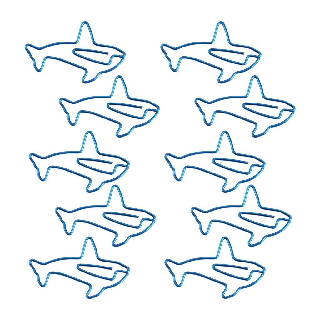 100Pcs Paper Clips Unique Dolphin Shape Lightweight Portable Electroplating Process Metal Paperclip Office Clips