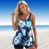 Women's Swimwear Tankini 2 Piece Swimsuit White Flowers Print Vacation Bathing Suits