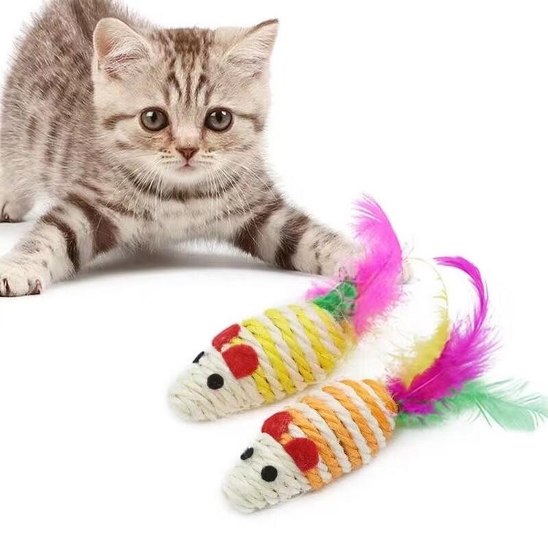 VZZS Набор игрушек для кошек из сизаля, мышь