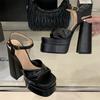 Fashion Star Style Fashion Double Platform Wedges Women Gladiator Sandals Summer 15cm Ultra High Heels Chunky Party Dress Shoes Sandals