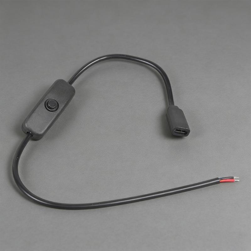 Кабель питания USB C на 2 контакта с оголенными проводами и разъемами с переключателем Вкл/Выкл. Простая установка для маломощных устройств. Выход 5V2A