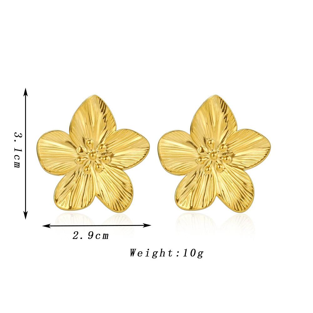 Uneven Petals Big Flower Drop Earrings for Women Golden Silver Metal Dangle Earrings European Vintage Party Floral Jewelry