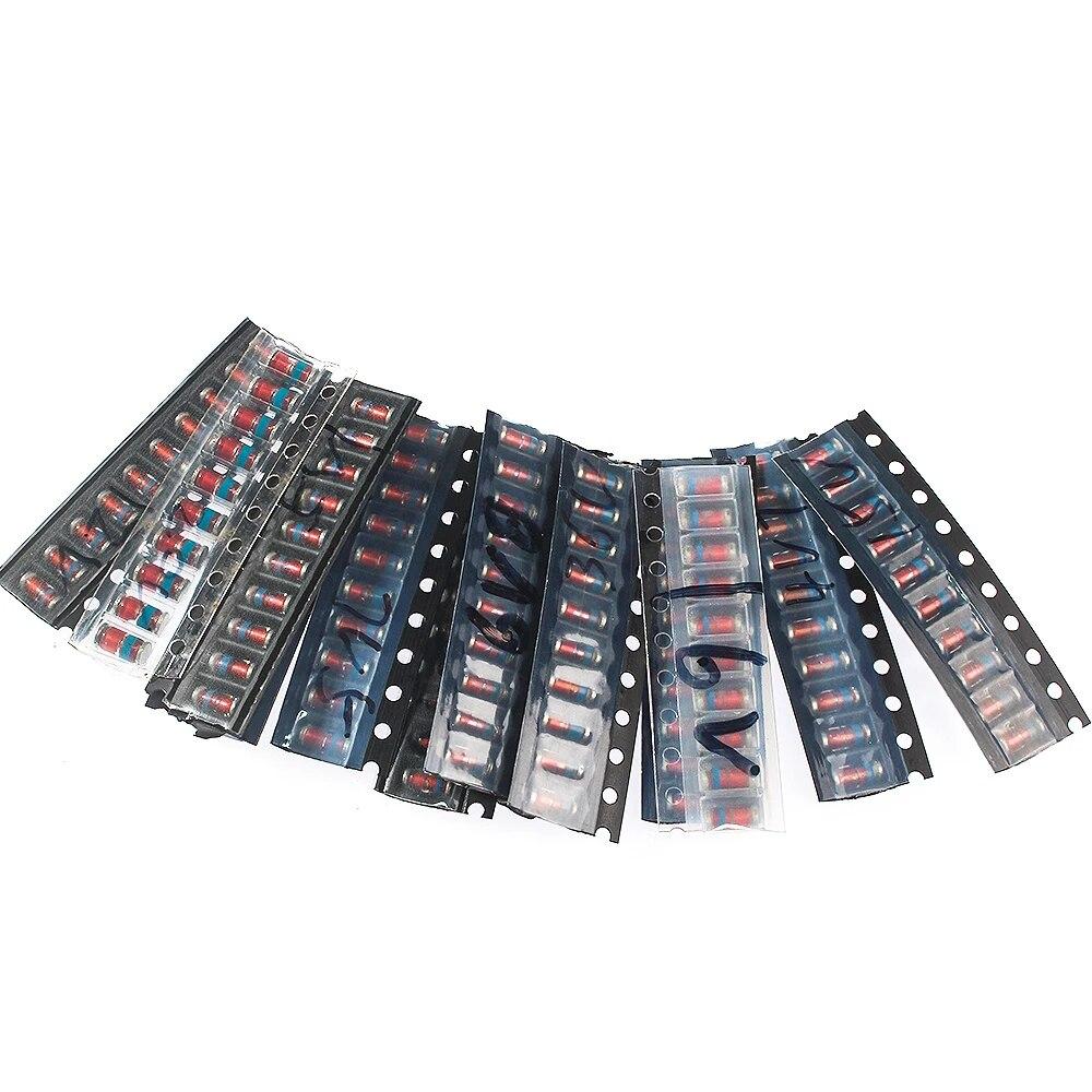 130 шт., комплект стабилитронов SMD LL41, 1 Вт, комплекты регуляторов напряжения, различные комплекты 3,3–36 В, 13 значений * 10 шт. = 130 шт.