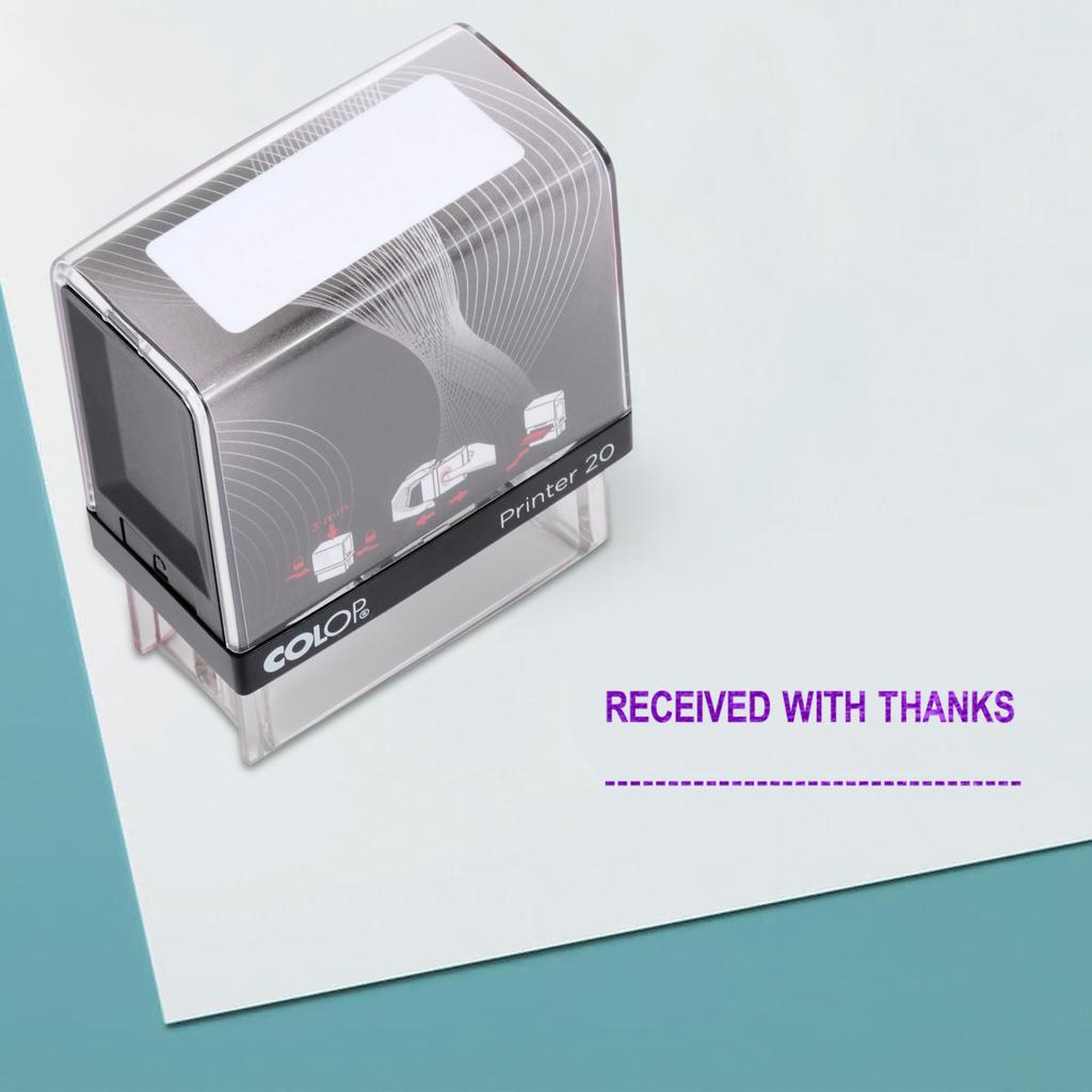 ПОЛУЧЕНО С БЛАГОДАРНОСТЬЮ Самоклеящаяся резиновая печать на заказ Colop Office Stationary P20 Mini