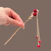 Retro Red Hair Stick Chinese Style Hanfu Tassel Women Flowers Chopsticks Alloy Hairpin Woman Jewelry Hair Clip Accessories