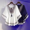 Ayollar Yozgi Ko'ylaklari Katta O'lchamli Retro Boho Uslubidagi Kashtali Bluzalar Top Bo'sh Paxta Dantel Hem Yarasasimon Yengli Ko'ylak