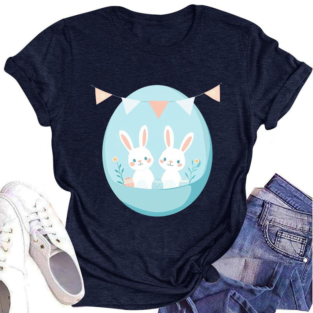 Women's Printed Round Neck Short-sleeved T-shirt Top