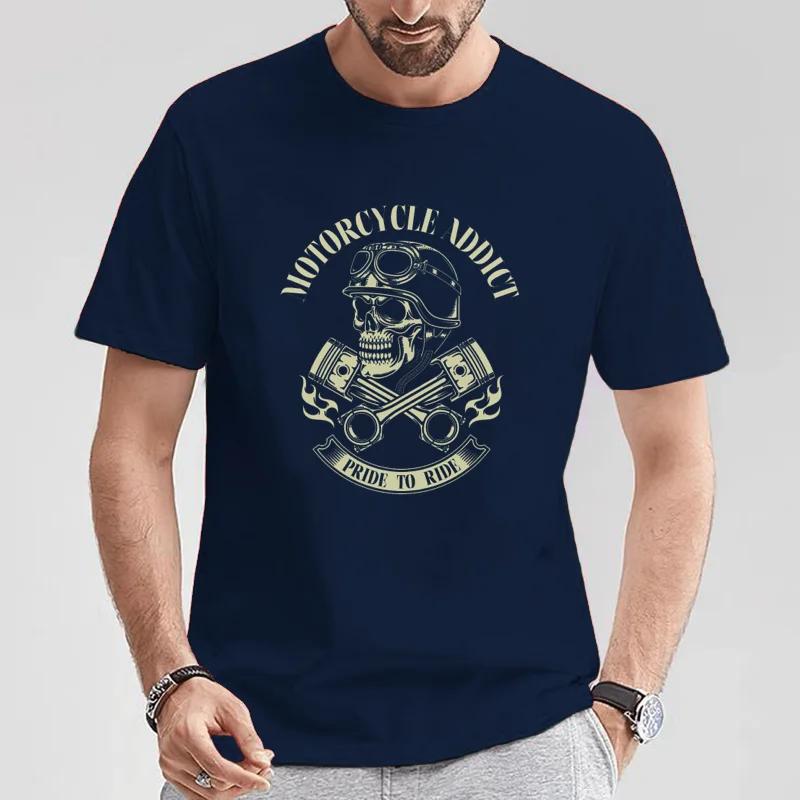 Футболка с коротким рукавом и принтом размера плюс для мужчин, летняя футболка с принтом Motorcycle Addict Biker Chopper Bobber Motard Motorrad