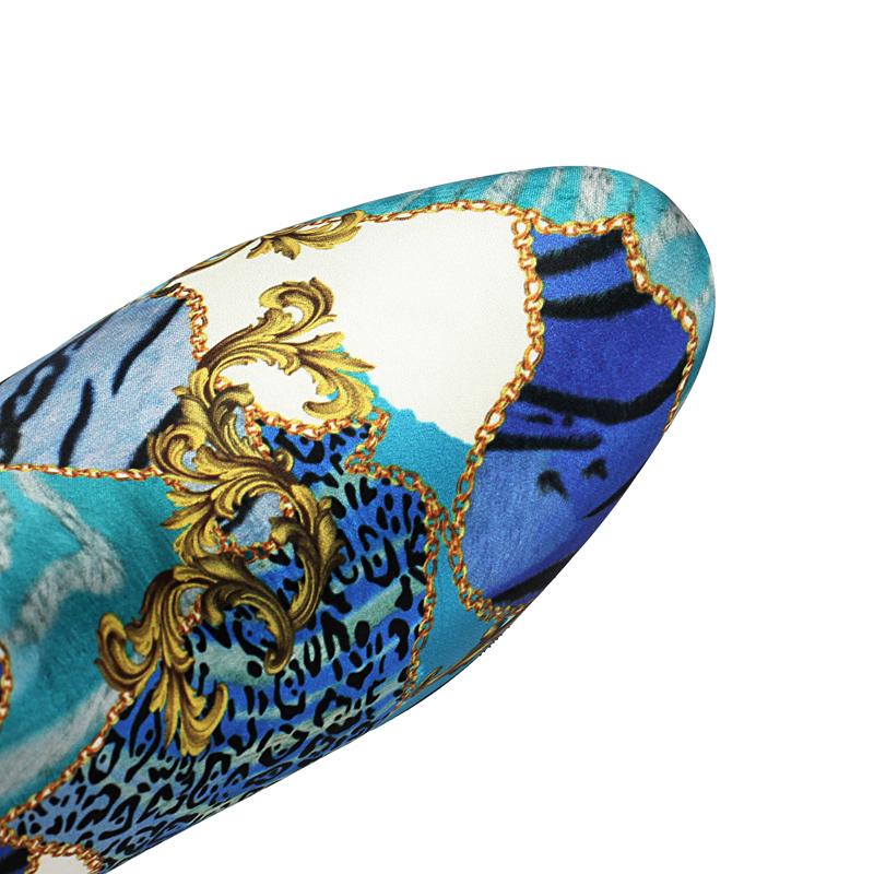 Autumn/Winter New Trade Round Toe Patchwork High Heels Knee High Boots Floral Fabric Keep Warm Women's Shoes Big Size 35-43