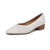 Sheepskin Spring Summer Size 41 Thick Low Heels Women Pointed Toe Hollow Decoration Breathable Slip On Pumps