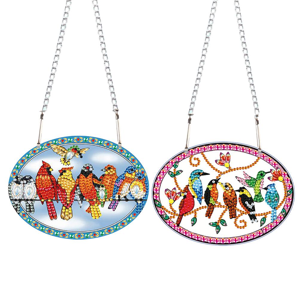 2 шт. 2D Плоские DIY Стразы Алмазное Искусство Подвески на Окно Набор для Алмазной Живописи Специальной Формы Искусство для Подвешивания на Окно для Домашнего Декора