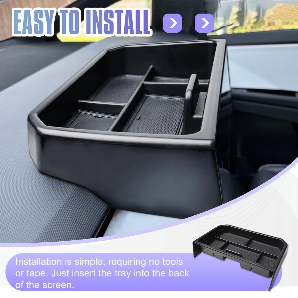 Органайзер центральной консоли за экраном, ящик-лоток для хранения на приборной панели для Tesla Cybertruck 2025+, аксессуары для автомобиля, ABS-бокс