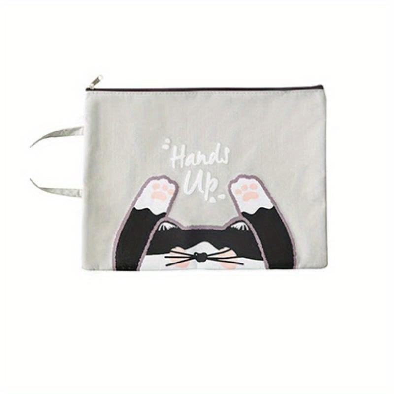 1 шт. креативная портативная мультяшная милая сумка для документов с изображением кота на молнии для школы, офиса, канцелярских принадлежностей