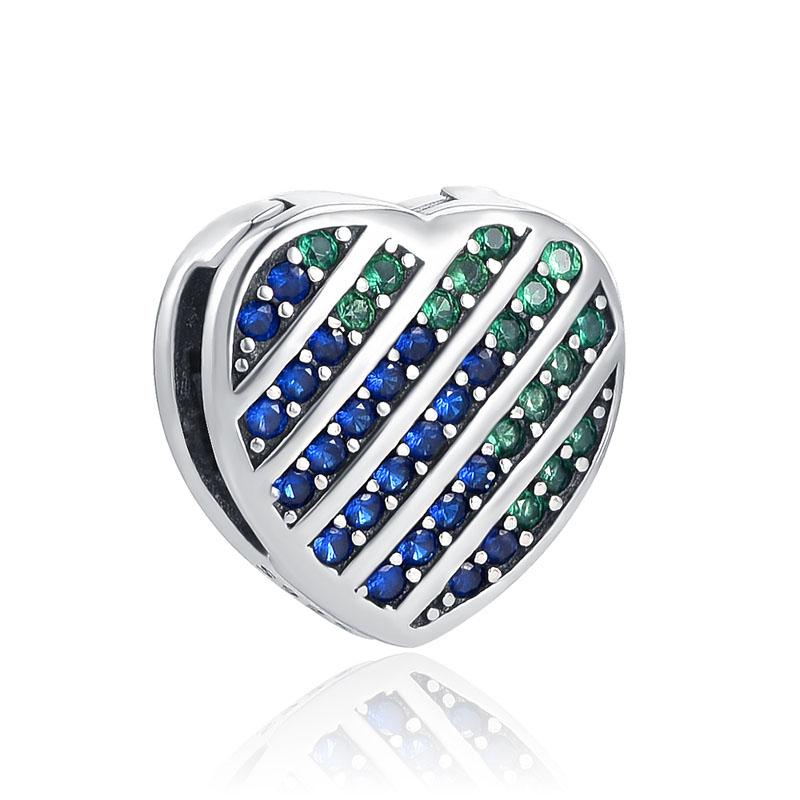 Новинка 2022 года, бусины-клипсы из серебра 925 пробы с отражениями, сердце, синие, зеленые, круглые, розовые, подвески, бусины, подходят для оригинального женского браслета