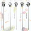 Patelai 5 Pieces Cocktail Picks Skull Stainless Steel Fruit Sticks Reble Toothpicks for Cocktail Halloween