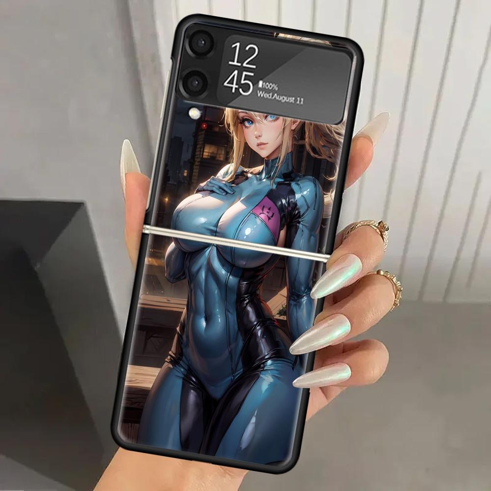 Game M-Metroids Hard PC Phone Case For Samsung Galaxy Z Flip 7 6 5 4 3 Black ZFlip7 ZFlip6 Flip5 Flip4 Flip3 5G Print Cover
