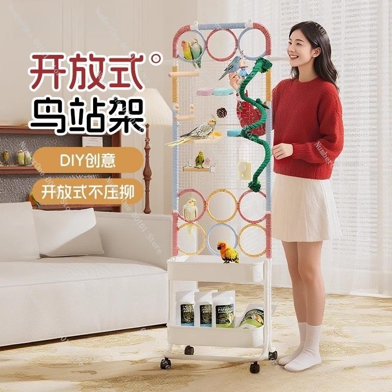 Напольная станция-стойка для клеток попугаев, таких как черный феникс, пион, тигровая кожа, маленькое солнце, напольная стойка для активности