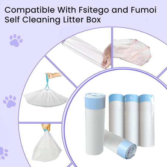 20 шт. Самоочищающиеся вкладыши для кошачьего туалета Особо толстые мешки для мусора с завязками Защита от протекания Мешки для мусора