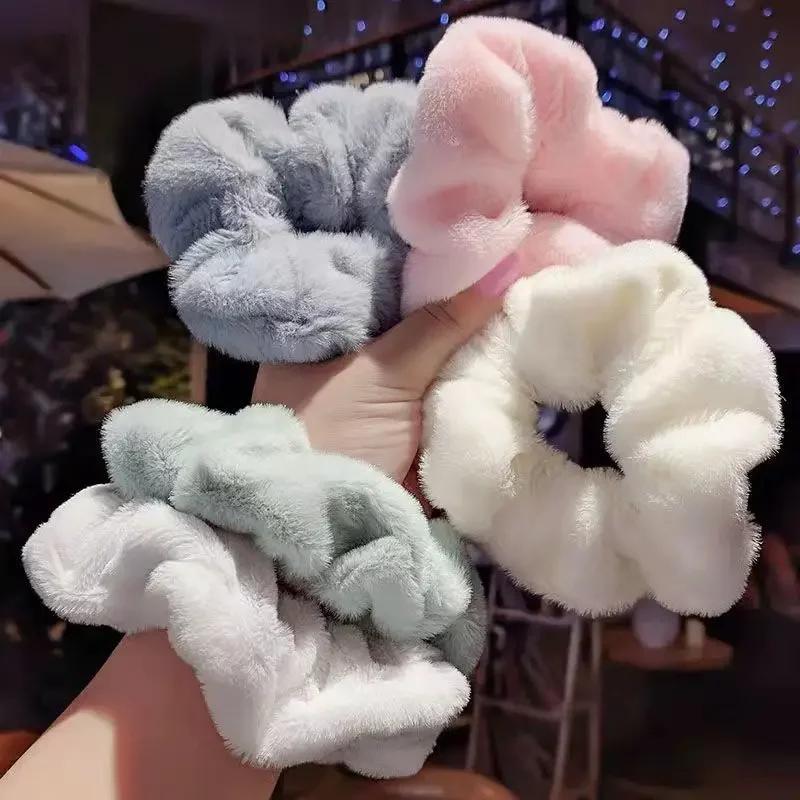 Autumn Winter New Sweet Plush Soft Girls' Women Pompom Hair Ties Elastic Hair Band Ropes Accessories Headwear