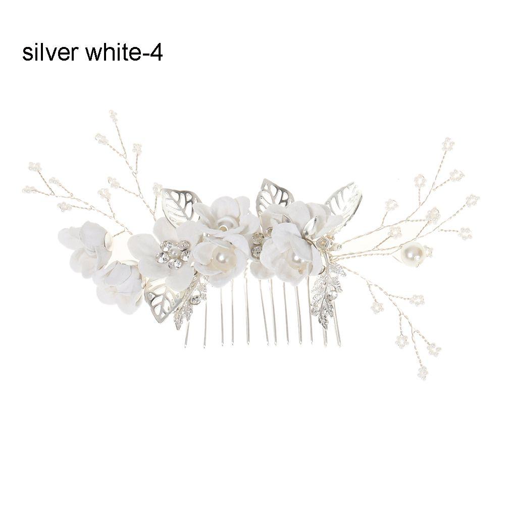 Fashion Elegant Blue Flower Women Hair Combs Headdress Prom Bridal Wedding Hair Accessories Gold Leaves Hair Jewelry Hair Pins