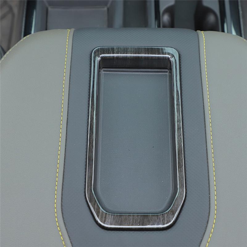 Center Console Armrest Box Slot Trim Cover For Silverado Suburban Tahoe GMC Sierra ,Black Wood Grain
