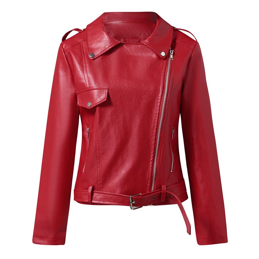 Женская крутая куртка из искусственной кожи с длинным рукавом на молнии, осенняя короткая куртка