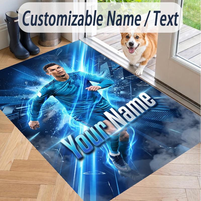 Custom Text Printed Rug Cristiano Ronaldo Non Slip Floor Carpet For Home Room Decor