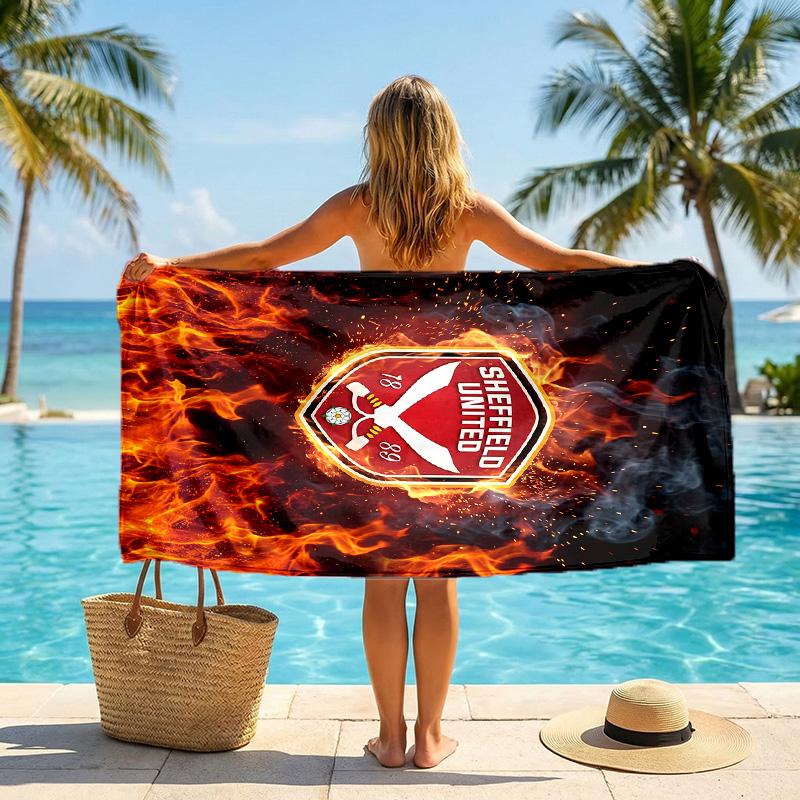 Sheffield United Football Beach Towel Soft Microfiber Summer Towel Quick Dry Absorbent Towel for Beach Swimming Pool Travel