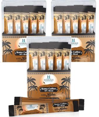 Гавайская подборка 10% Кона Бленд Растворимый кофе в стиках (3-Pack)
