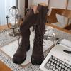 Vintage Straps Western Cowboy Boots Thick Heel Buckle New Old Maillard Tall Knight Martin Boots