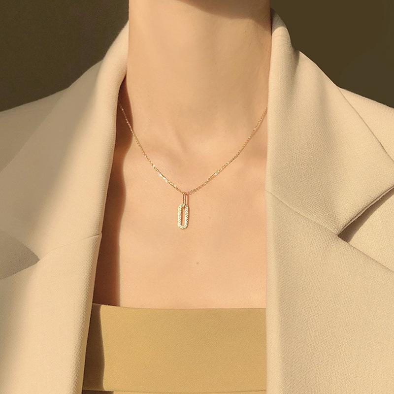 Real 925 Sterling Silver Crystal Geometric Choker Necklace Pendant for Women 14K Gold Plated Necklace Wedding Party Jewelry Gift