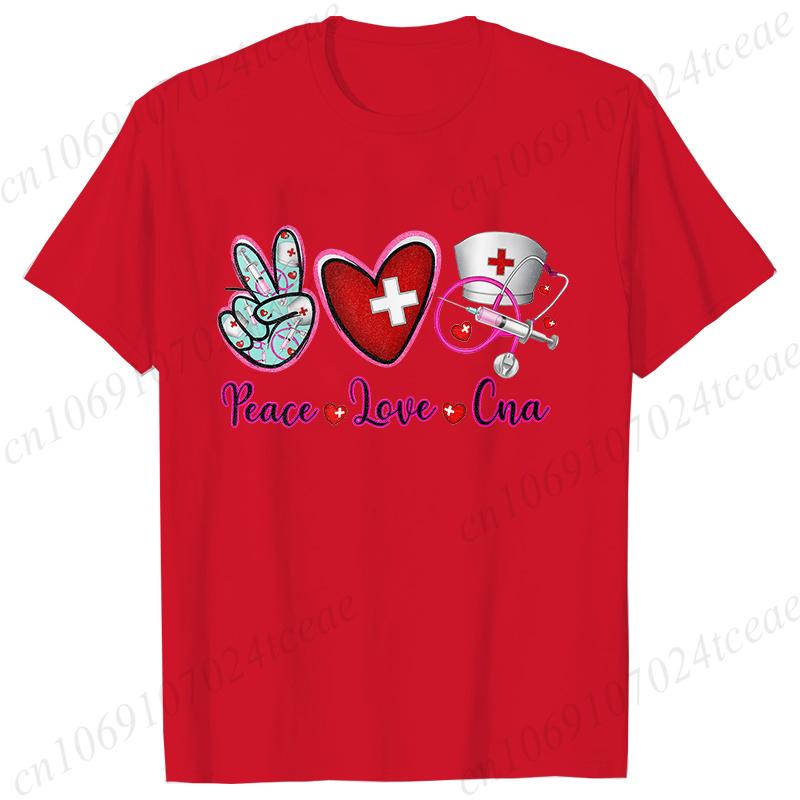 New Women T Shirt Pullover Oversize Valentines Day Love Nurse Print T-Shirt Casual Short Sleeve Women T-Shirt Nurse Tees Gifts